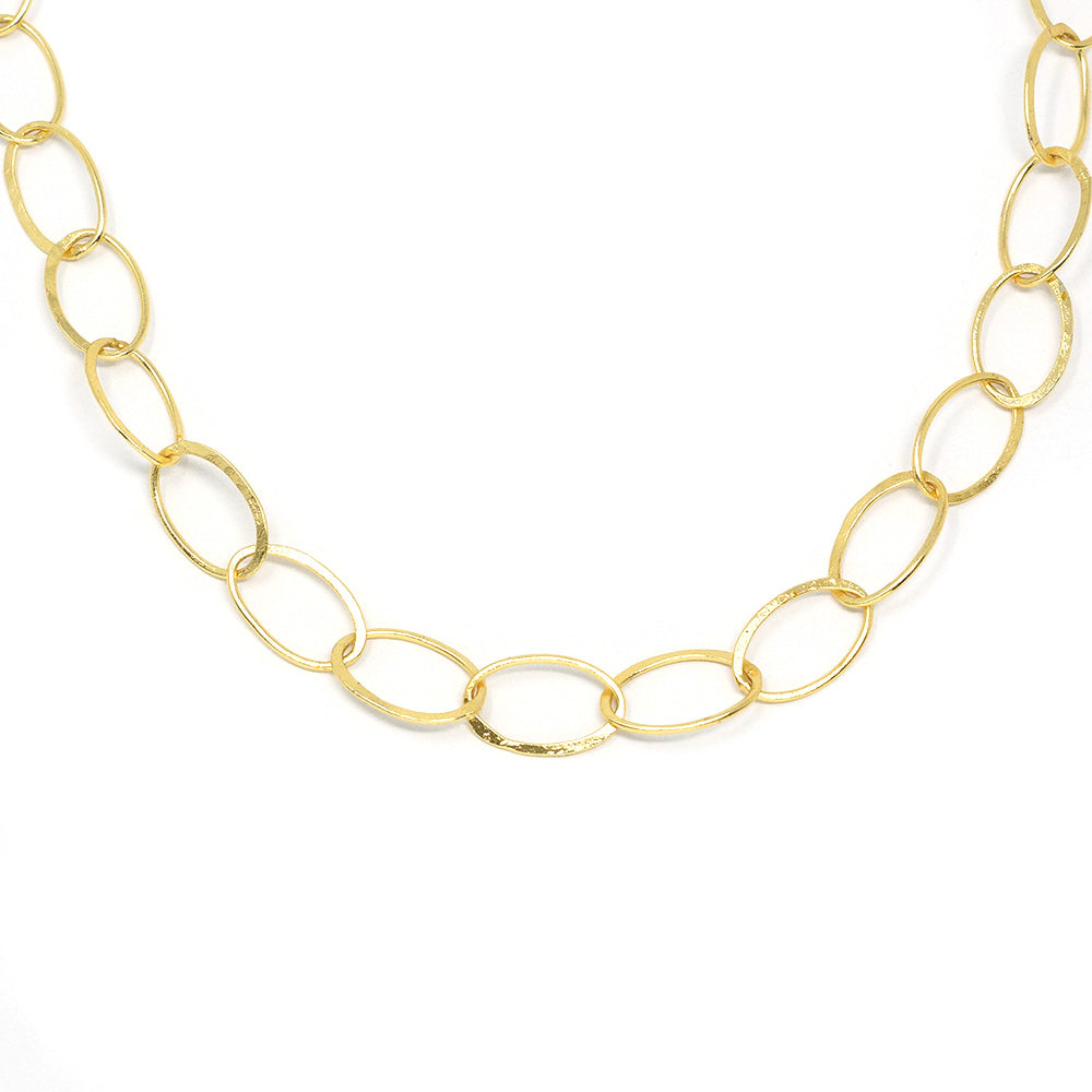Necklace - Brushed Matte Gold with Freshwater Pearl