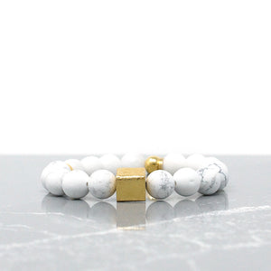 Cube - Mixed Natural Stone Bracelet - Jade + Howlite (10MM)