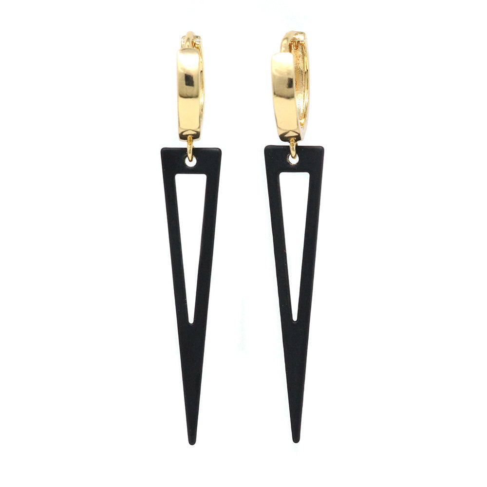 Spike Earrings (Black + Gold)