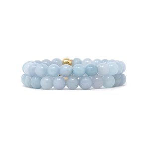 Natural Stone Bracelet - Jade (8MM, Grey Blue)