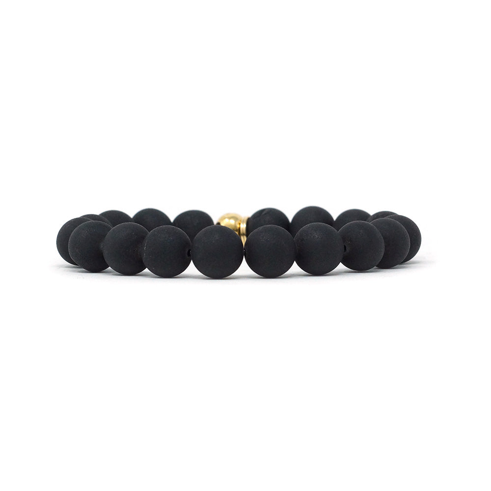 Natural Stone Bracelet - Agate, Druzy (Black)