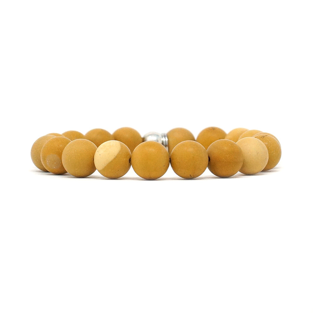 Natural Stone Bracelet - Mookaite Jasper (10MM, Matte, Mustard Yellow)