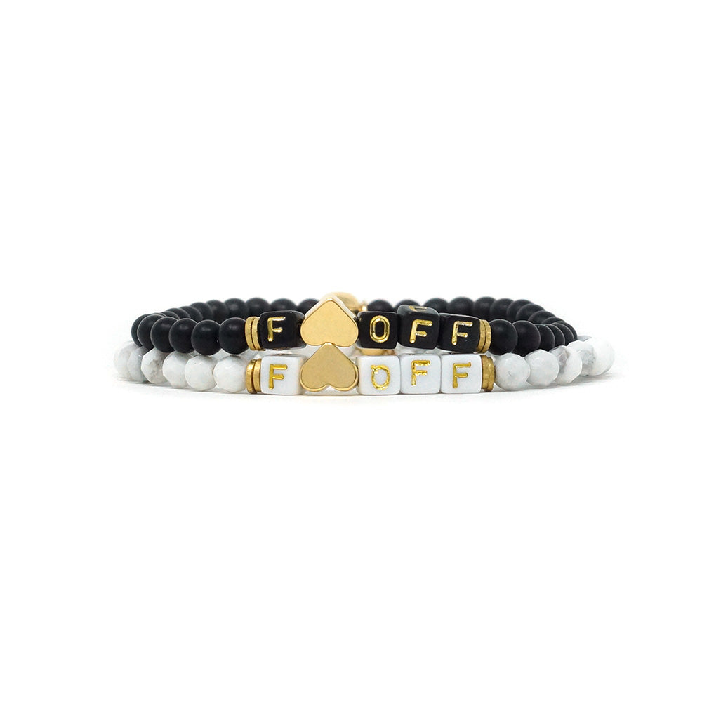 tiny F-OFF bracelet (howlite)