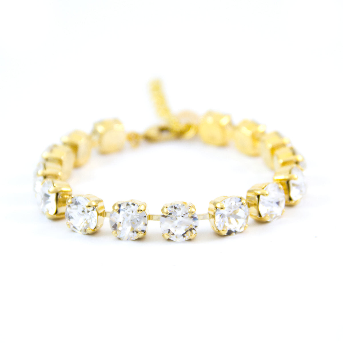 Crystal Bracelet (8MM, Clear, Gold)