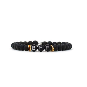 Wordy Natural Stone Bracelet - BFF (Onyx/Black/White)