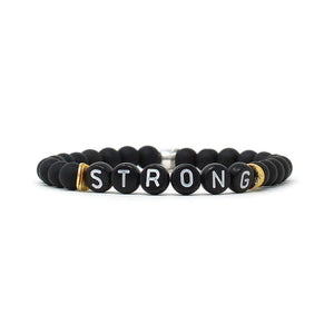 Wordy Natural Stone Bracelet - Strong (Onyx/Black/White)