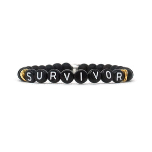 Wordy Natural Stone Bracelet - Survivor (Onyx/Black/White)