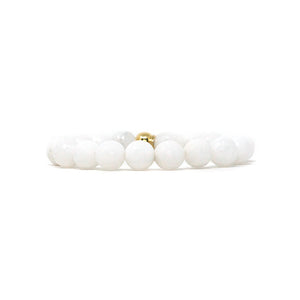 Natural Stone Bracelet - Jade (10MM, Faceted, White)