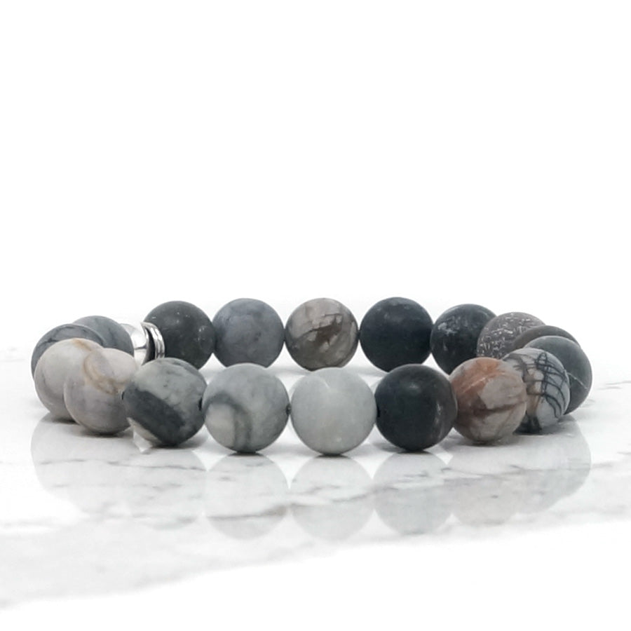 Natural Stone Bracelet - Jasper - Matte Picasso