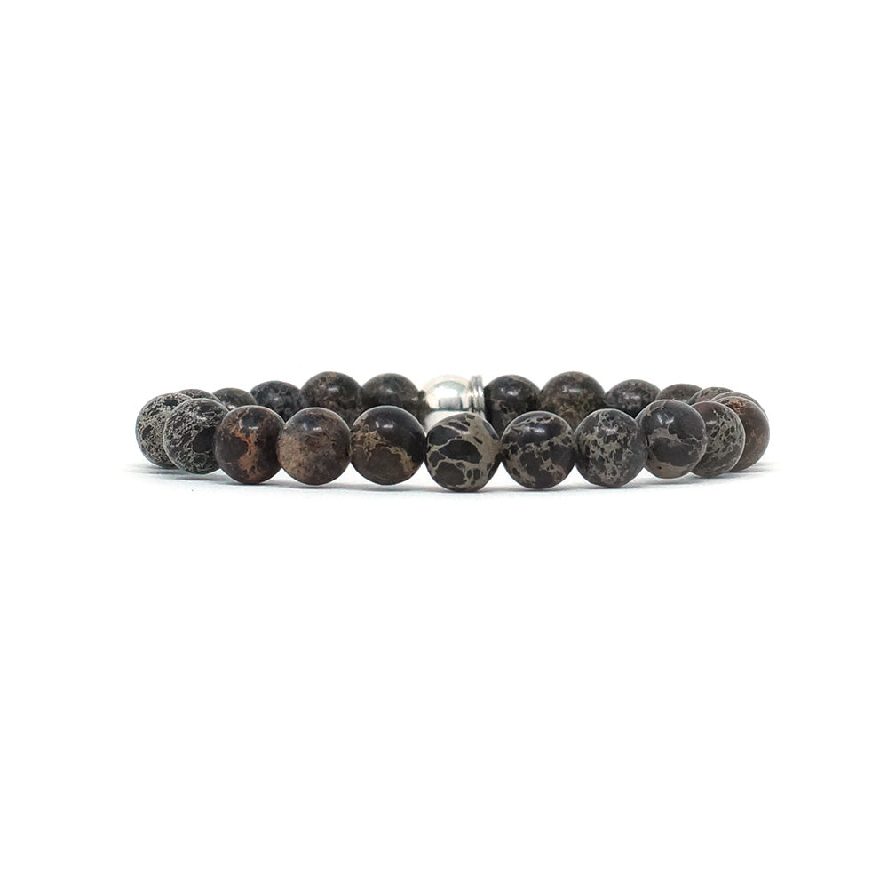Natural Stone Bracelet - Impression Jasper - (8MM, Brown)