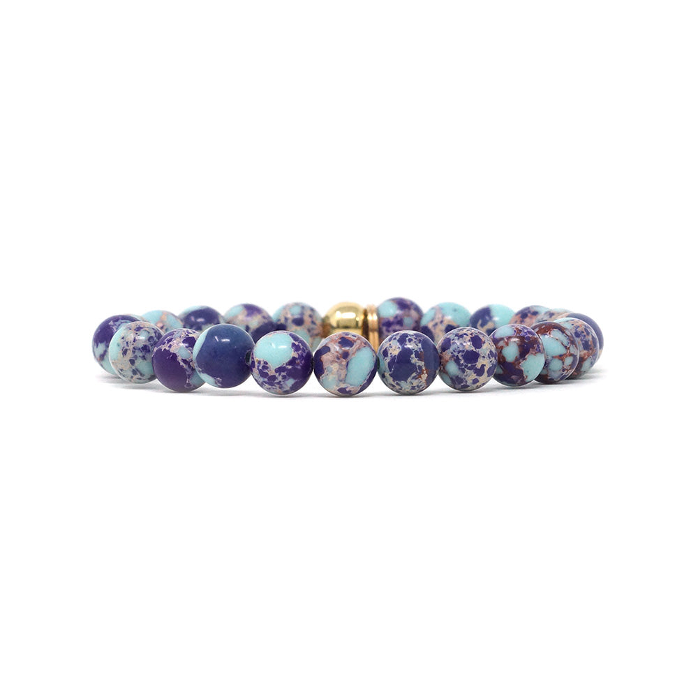 Natural Stone Bracelet - Jasper (8MM, Impression, Purple + Teal)
