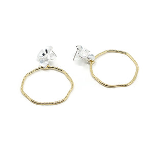 Cherry Blossom Hoop Earrings (Silver + Gold)