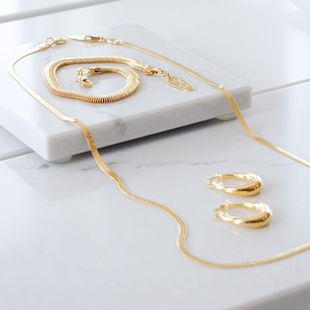 Herringbone Gold Necklace (18")