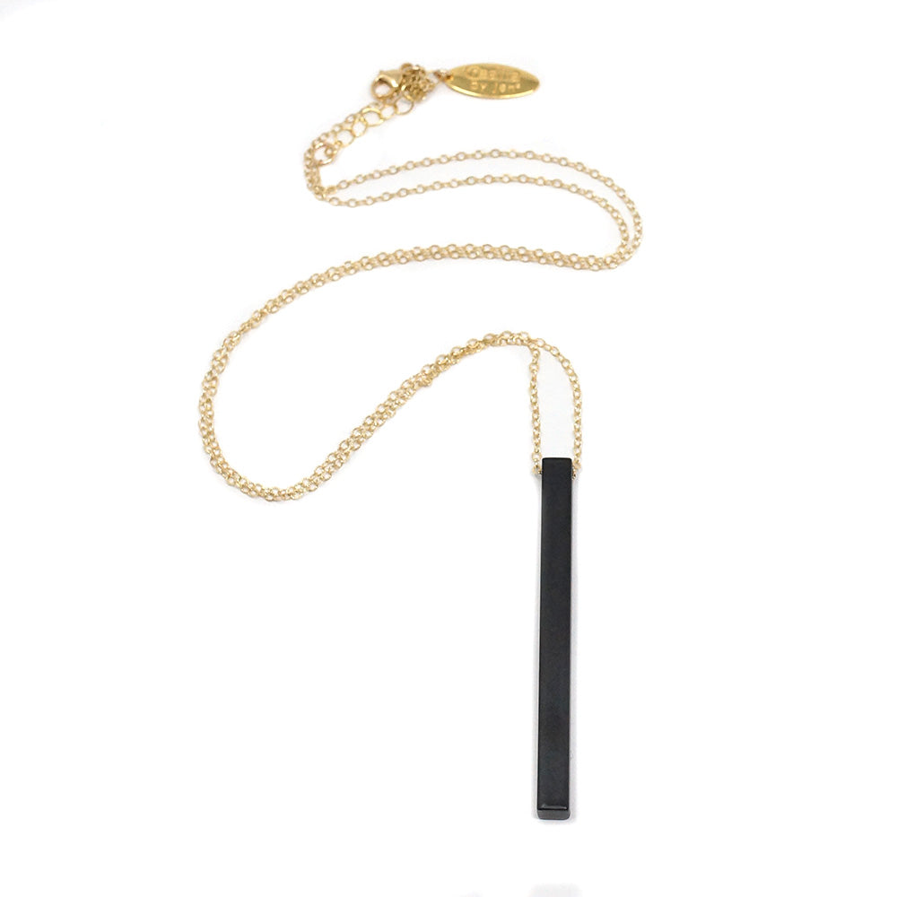 Black onyx bar necklace – Wyllo