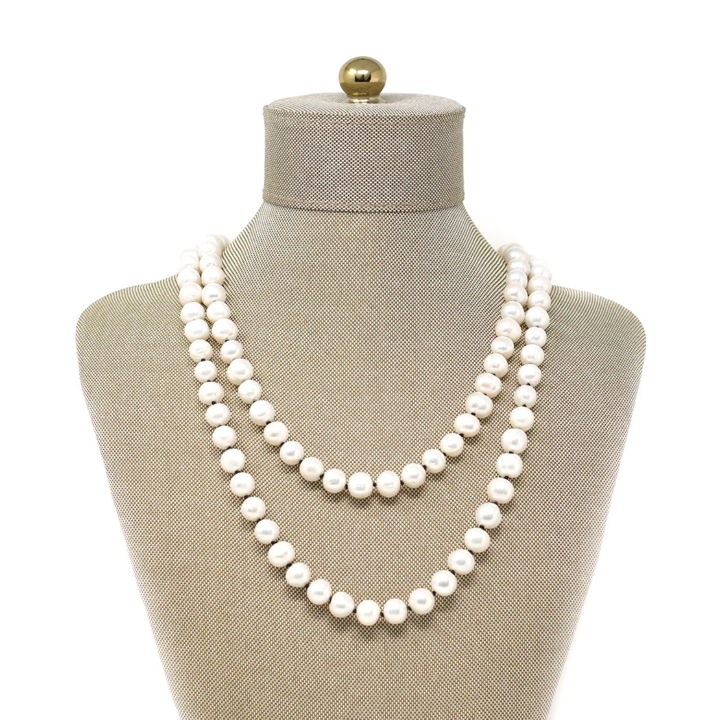 Natural Stone Necklace (Pearl, Long)